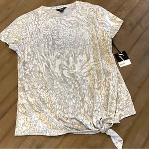 NWT Simply Vera Vera Wang | Gray and White Patterned Tie Shirt